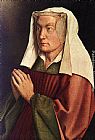 Jan Van Eyck Famous Paintings - The Ghent Altarpiece The Donor's Wife [detail]